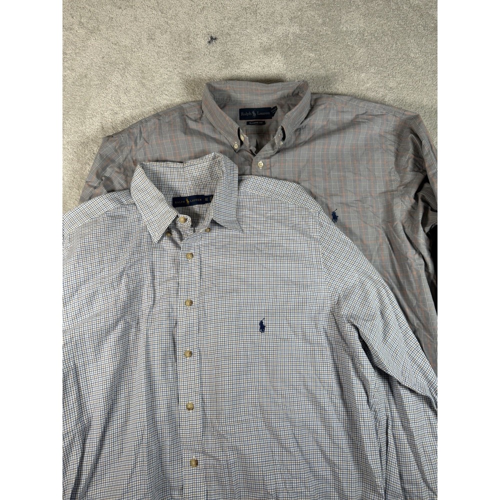 Lot Of 2 Polo Ralph Lauren XL Tll Plaid Classic fit Multicolor Pony Preppy Read